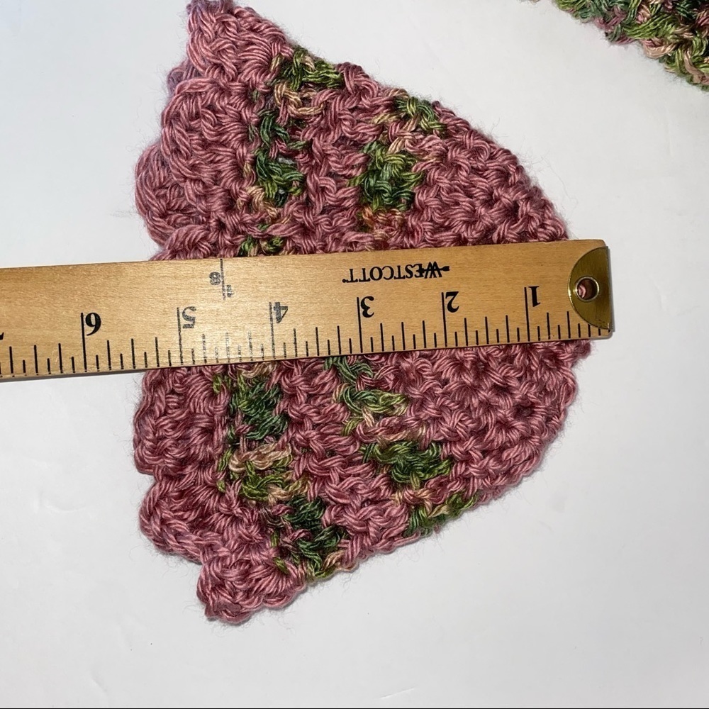 Handmade Matching Baby Green and Pink Cozy Crochet Knit  Blanket and Hat Set - Picture 6 of 8